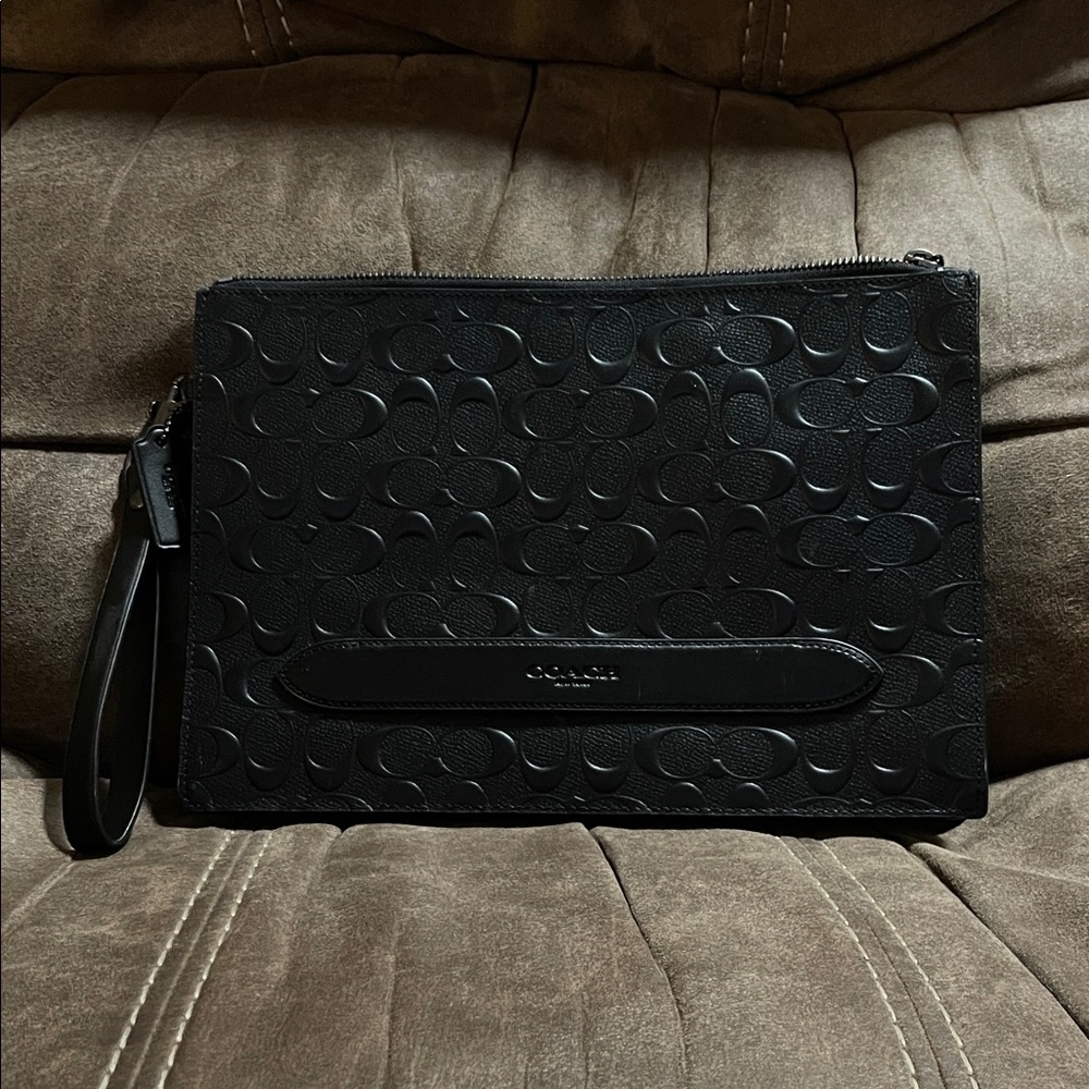 Coach Black Embossed Men's Clutch